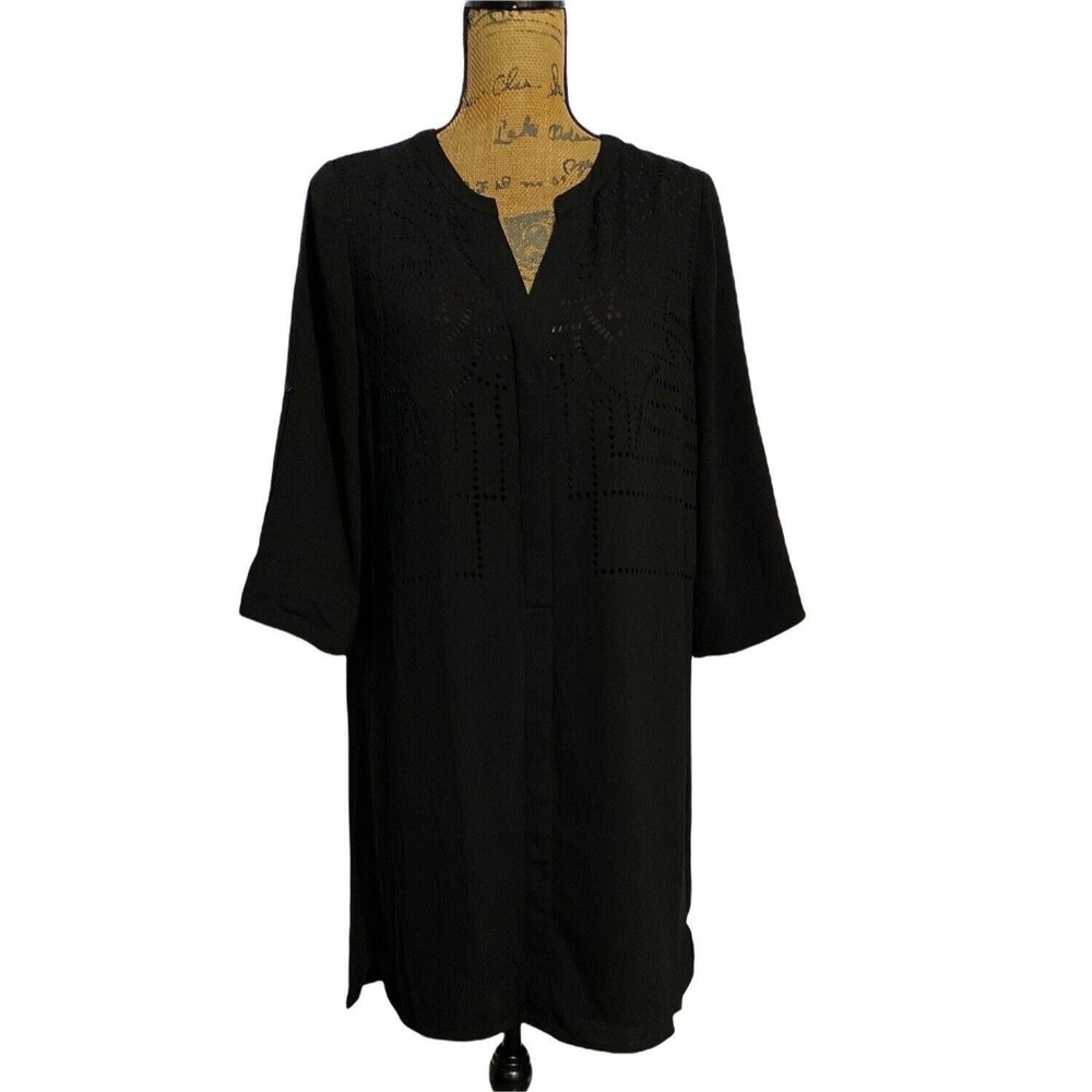 White House Black Market Dress 4 Black Roll Tab Sl Shift Washable Comfy